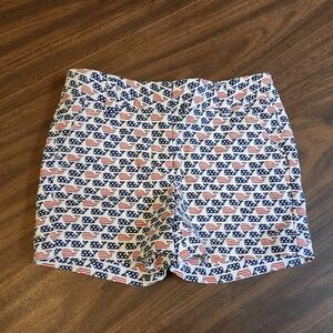 Vineyard Vines Girls' Flag Whale Print Shorts - White/Red/Blue